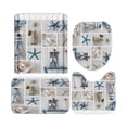 thumbnail image 1 of CSCHome Most Popular 4 Psc Maritime Beach Shower Curtain Sets with Shower Curtain Bath mat,Toilet Lid Cover and U Shape Mat, 1 of 5