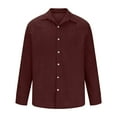 thumbnail image 4 of DPTALR Men's Casual Business Fashion Solid Color Button-Down Long Sleeve Workwear Shirt,Wine,XXL, 4 of 6