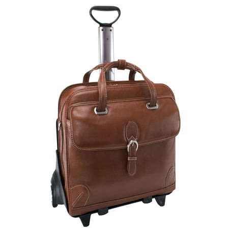 - Siamod Carugetto Detachable-Wheeled Leather Laptop Case - Cognac