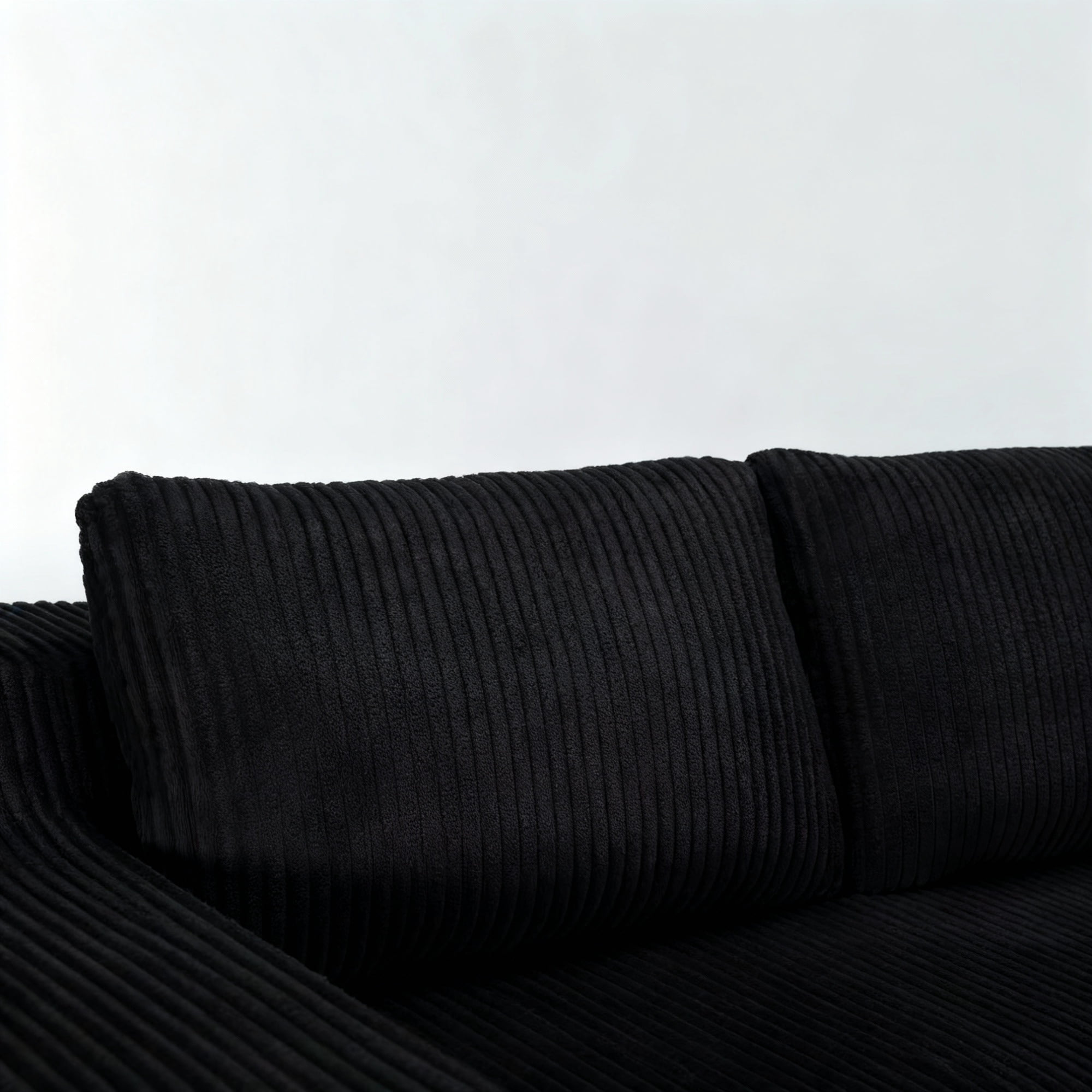 Foam-Filled Compressed Boneless 3-Seat Sectional Sofa with Chaise, Corduroy Modular Upholstered L-Shaped Couch Set