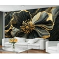 thumbnail image 2 of Black Gold Flowers Wall Mural, Luxury Black Gold Marble Mural Wallpaper, Nordic Modern Luxury Art Large Wallpaper For Bedroom Living Room Dining Room 59"W x 39.4"H (Not Peel and Stick), 2 of 6