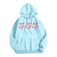 thumbnail image 5 of Women Pink Hoodie Cute Teen Girls Crewneck Graphic Hoodies Drawstring Pullover Sweatshirts Y2K Preppy Pocket Sweatshirt 05-Light Blue M, 5 of 5