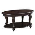 thumbnail image 6 of 42" Wood Coffee Table for Living Room,  2-Tier Oval Coffee Table with Open Storage Shelf, Antique Table Legs with Elegant Carvings, Easy Assembly, Espresso, 6 of 9