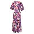 thumbnail image 6 of Biekopu Women Summer Casual Long Dress Flower Print V-Neck Short Sleeve High Waist Boho Holiday Dress, 6 of 6