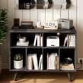 thumbnail image 3 of Gaderth Record Player Stand with Vinyl Storage,  Turntable Stand with Vinyl Storage Holds, 39.5in Wood Turntable Table with Charging Station, Up to 350 Albums for Living Room, Office, 3 of 6