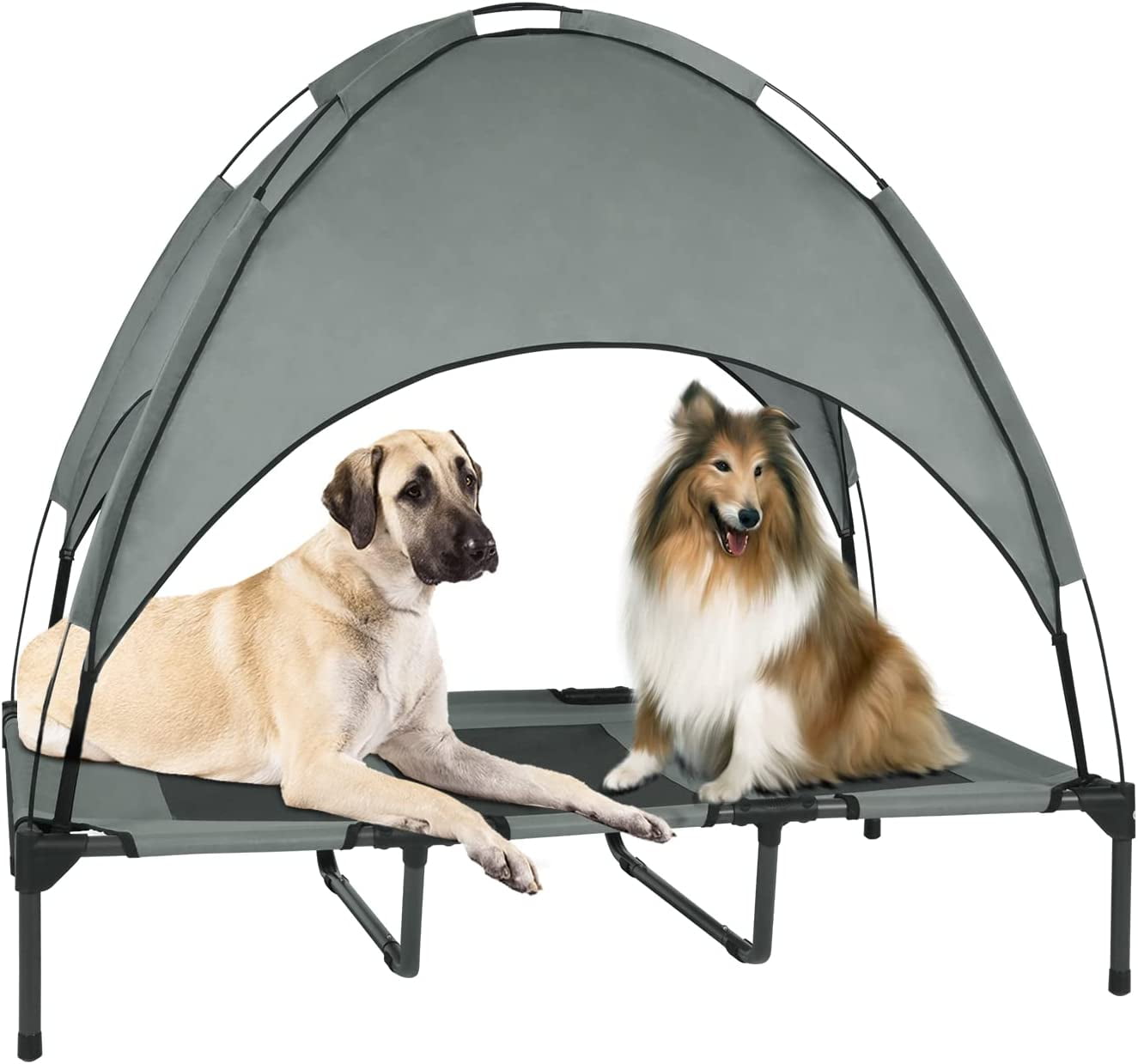 ZXNYH Outdoor Elevated Dog Bed with Removable Canopy, 48" XLarge Cooling Raised Pet Cot for