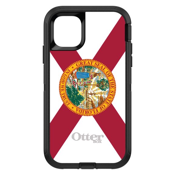 DistinctInk OtterBox Defender Custom Case for Apple iPhone 15 (6.1" Screen) - US State Flag - Shockproof Protection