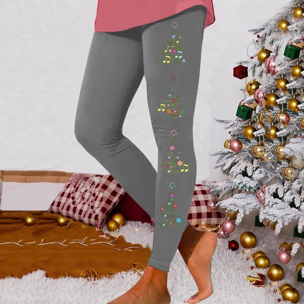 MKLEKYY Leggings deportivos para mujer, leggings para entrenamiento, leggings con estampado navideño, pantalones con bloques de color, leggings suaves y elásticos. 1900