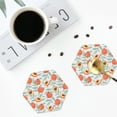 thumbnail image 4 of Honeii Peach print Leather Coaster Set of 4, ideal for safeguarding your furniture from drinks spills and effortless cleanup-Hexagon, 4 of 6