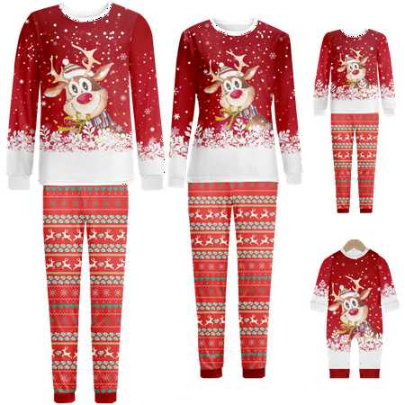 

Holiday Family Matching Christmas Pajamas Merry Christmas Print Baby-Kids-Adult-Pet Size 2 Pieces Top and Pants Bodysuits Xmas Pjs Set