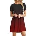 thumbnail image 3 of pstuiky Plus Size Dresses for Curvy Women, Gradient Print T Shirt Dresses for Women Mini Dresses Fashion Short Sleeve Crew Neck Cocktail Dresses for Women Vintage Dress Up to 60% Off Wine XL, 3 of 7