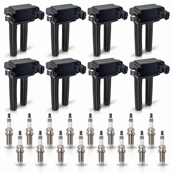 Set of 8 ISA Ignition Coils & 16 Spark Plugs for Ram 2500 3500 & Dodge Challenger Replacement for UF504