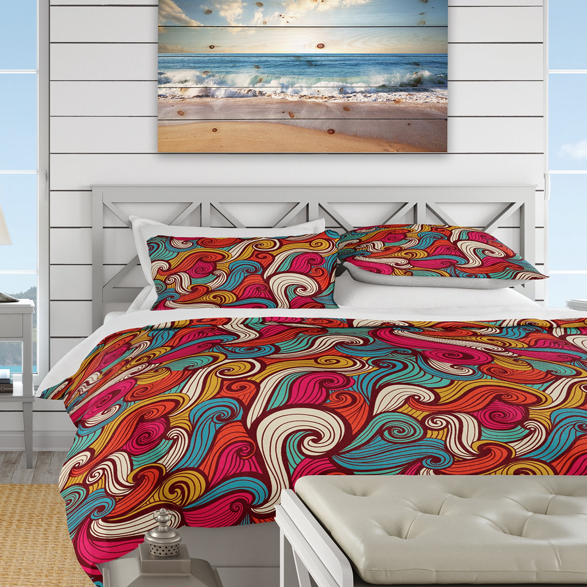 Designart 'Color Waves Pattern' Nautical & Coastal Duvet Cover Set