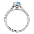 thumbnail image 4 of Rings for Women 3.46 Carat Diamond and Emerald Shaped Blue Topaz Ring pave 10K White Gold, 4 of 5