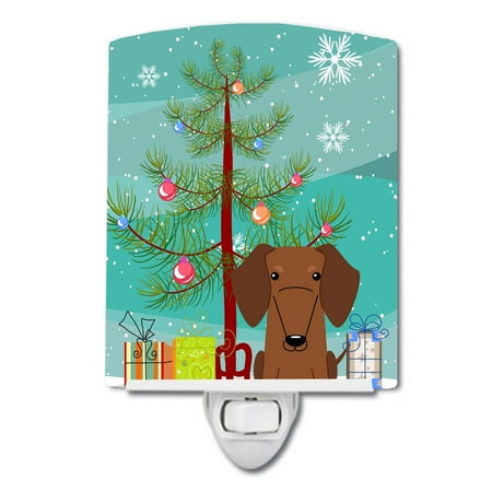 

Caroline s Treasures BB4255CNL Merry Christmas Tree Dachshund Red Brown Ceramic Night Light 6x4x3 multicolor
