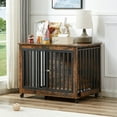 Rustic Brown Indoor Furniture Style Dog Crate Side Table With Three