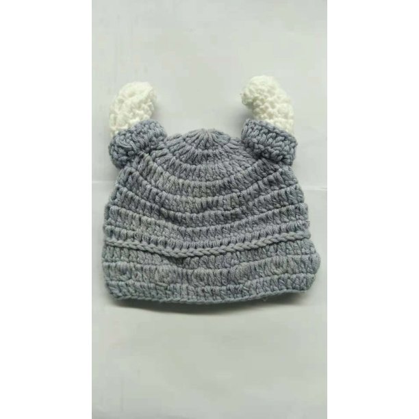 Gorro de lana para bebé, bonito gorro para bebé, gorro para bebé hecho a mano, gorro de punto para niños, gorro de cuerno pequeño