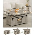 thumbnail image 2 of Coffee Table Lift Top, 4 in 1 Convertible Coffee Table, Farmhouse Coffee Tables, with Hidden Compartments, with Sliding Doors, for Living Room, Apartment, White and Walnut MKF01WL, 2 of 10