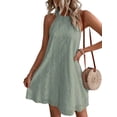 thumbnail image 1 of Fashnice Robe Mini pour Femme à Col Licou Robes Courtes Sans Manches Été Plage Robe d'Été Décontractée Voyage Vert Foncé TG, 1 of 2