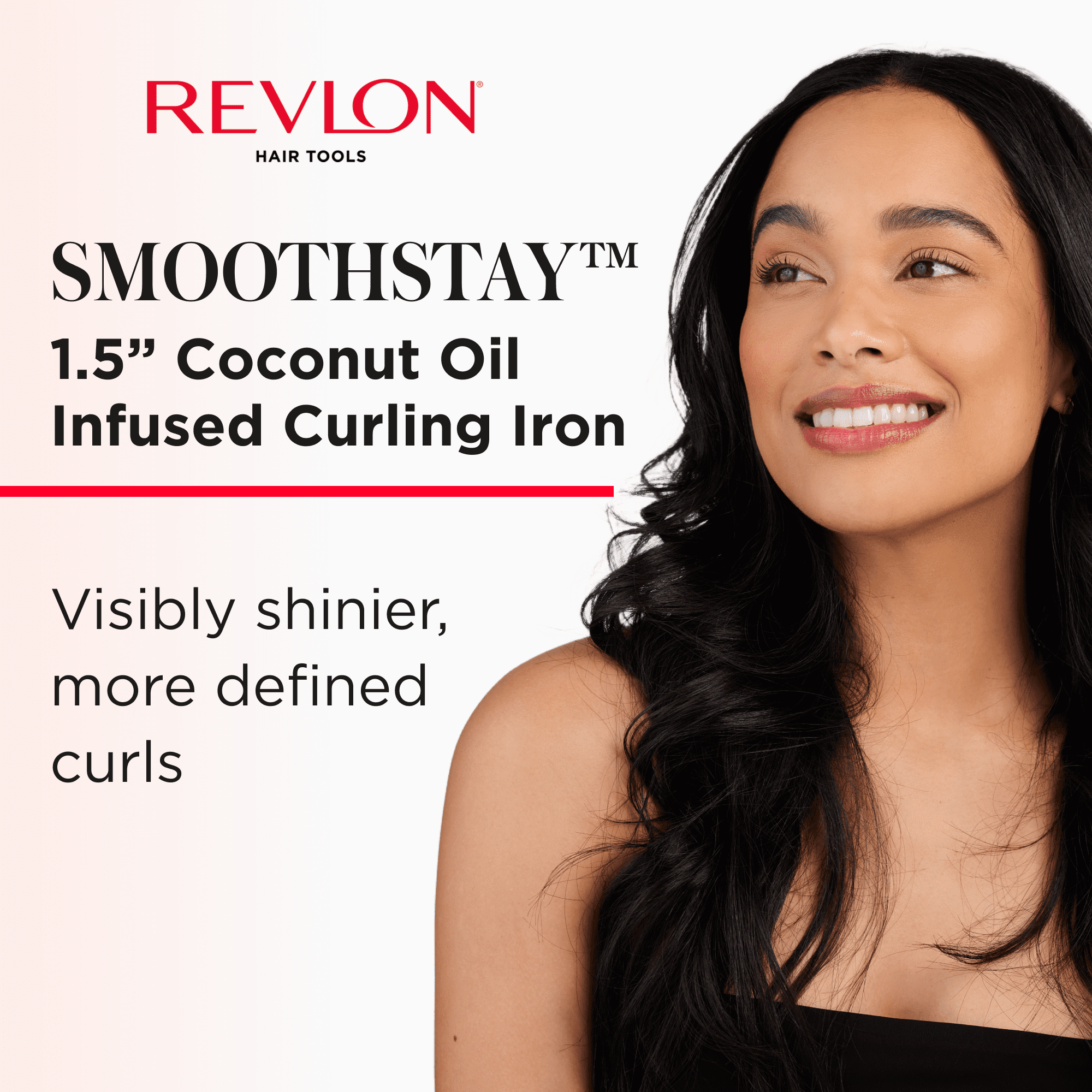 (3 pack) Revlon Smoothstay 1-1/2" Coconut Oil-Infused Curling Iron, Black