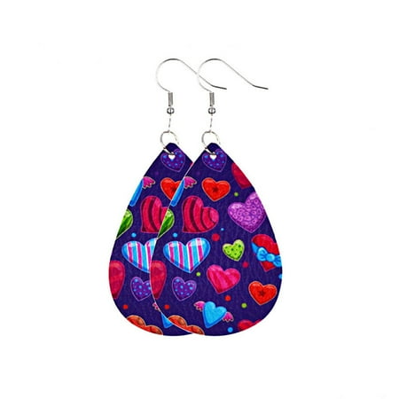 

TureClos Chandelier Earrings Leather Water Drop Ear Pendent Angel Floral Print Exaggerated Hanging Earring Valentine s Day Banquet Type 1