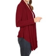 thumbnail image 2 of Women's Long Sleeve Draped Neck Open Front Waist Length Solid Cardigan, 2 of 4