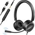 thumbnail image 1 of New Bee Auriculares USB con micrófono para ordenador, controles en línea para centro de llamadas de volumen, auriculares estéreo con cable New bee H360, 1 of 5