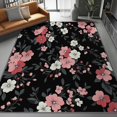 thumbnail image 1 of Washable Area Rug 6 X 9 ft, Lightweight Low-Pile Vintage Floral Print Elegant Style Printed Area Rug, Kitchen Indoor Non Slip Carpet Floral Black Print Mat Living Room Bedroom Dining Room, 1 of 7