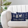 thumbnail image 5 of Blue Merry Christmas Tree Deer Lumbar Pillow Covers 12x20 Set of 2 Rustic Xmas Print Decorative Outdoor Pillowcases Winter Farmhouse Throw Cushion Case Decor for Couch Sofa Bed, 5 of 6