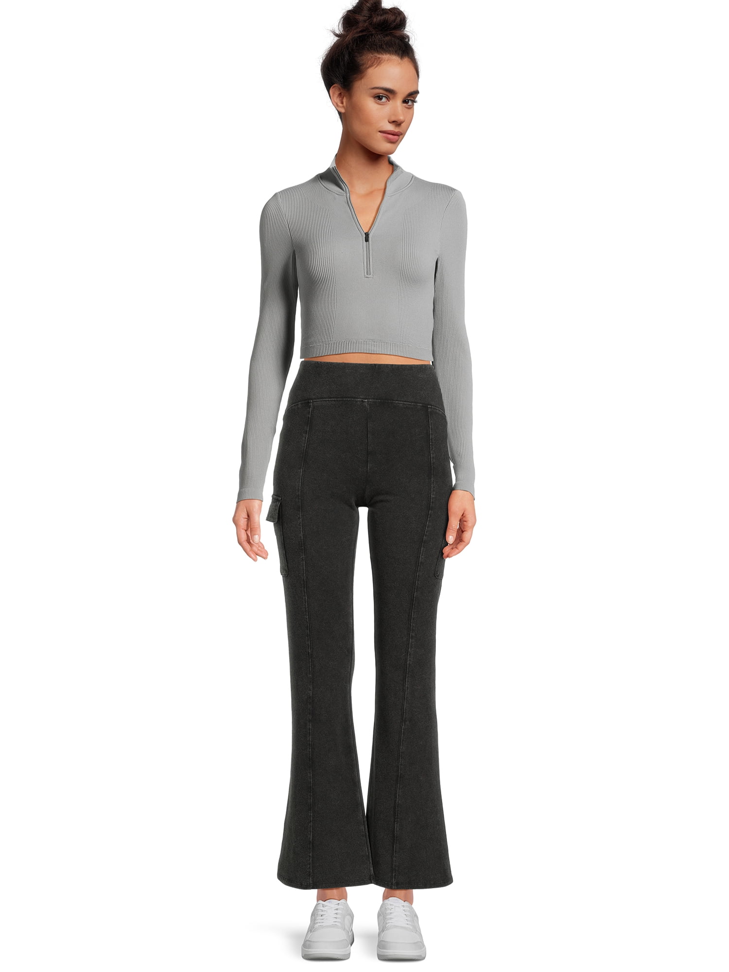 No Boundaries Juniors and Juniors Plus Washed Cargo Flare Pants, 31” Inseam, Sizes XS-4X