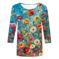thumbnail image 3 of Women's Vintage Spring Elegant Shirts Flora Print 3/4 Sleeve Tunic Tops Loose Fit Flowy Fashion 2024 Y2K Tops Dressy Casual Summer Clothes for Teen Girls Round Neck Blouse Multicolor T Shirts M, 3 of 4