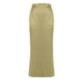 thumbnail image 5 of Women's Solid Satin High Waist Midi Long Fishtail Skirt Hidden Elastic Waistband Skirts, 5 of 6