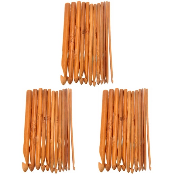 Narrster 36 pcs Professional Carbonized Bamboo Crochet Hooks Knitting Needles in Different Sizes (3.0mm to 10.0mm)