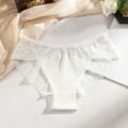 thumbnail image 2 of felwors Sexy Seamless Underwear for Women Lace Cheeky Bikini Panties Breathable Low Rise Briefs (White, L), 2 of 3