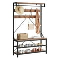 thumbnail image 7 of Studyset Industrial Hall Tree,Entryway Bench with Coat Rack freestanding,Wood Look Accent Large Shoe Rack Bench with Storage Shelf Hanging Bar,8 Hooks Rustic Brown 39.9"x15.7"x72", 7 of 7