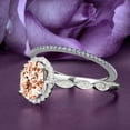 thumbnail image 2 of Art Deco 2.25 Carat Oval Cut Morganite And Diamond Moissanite Classic Engagement Ring, Halo Wedding Ring in 925 Sterling Silver With 18k White Gold Plating Gift For Her, Bridal Set, Matching Band, 2 of 3