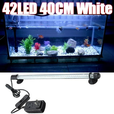 - 42 LED Aquarium Light Bar Aquarium Submersible White Blue Light Lamp Bar 110V/220V Fish Tank Light Waterproof With 2 Suction Pads