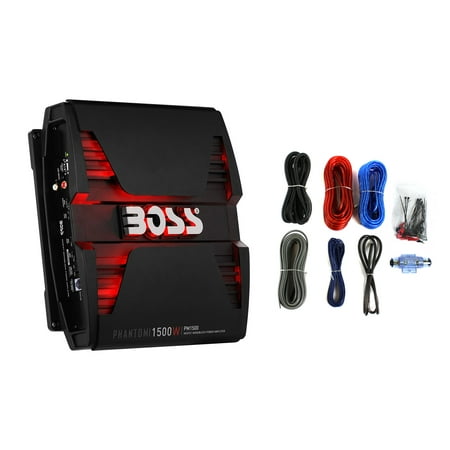 Helix Car Audio - Boss Phantom PM1500 1500W 2 Ohm Mono Car Audio Amplifier w/ Remote and Wire Kit