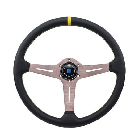 15-inch Classic Titanium Chrome 380mm Diameter Perforated Leather Steering Wheel