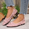 thumbnail image 2 of Women's Lace Ballet Flats Pointed Toe Lightweight Non Slip Floral Applique Mesh Slip On Dress Shoes Pink Size 7, 2 of 9