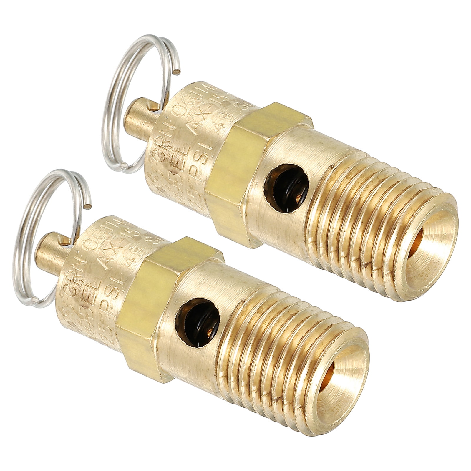 Uxcell 1/4 Male NPT Safety Valve, 2 Pack Pressure Release Valve,125 PSI