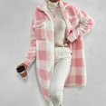 thumbnail image 3 of Aellinatey Womens Long Fleece Plaid Jacket Cozy Lapel Button Down Sherpa Shacket Fall Winter Plaid Coats, 3 of 7