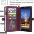 thumbnail image 3 of Pixel 3A Wallet case, Pixel 3A FILP Leather case Card Slots Holder Zipper Purse Detachable Magnetic Cover Hand Strap Cash Pocket Pouch Wallet for Pixel 3A (Red, Pixel 3A), 3 of 6