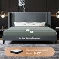 thumbnail image 3 of Amolife King Size Bed Frame, Velvet Platform Bed with Upholstered Wingback Headboard, No Box Spring Needed, Gray, 3 of 11