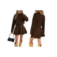thumbnail image 3 of Fall Sweater Sets Skirt Sets Women 2 Piece Outfits Long Sleeve Top and Skirts Set Brown S, 3 of 7