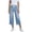 Light Blue, variant on BUWTTER Women's Casual Pants Casual Summer Capri Stretchy Straight Leg Wide Trousers with Elastic Waist Lightweight Denim Womens Slacks Black L