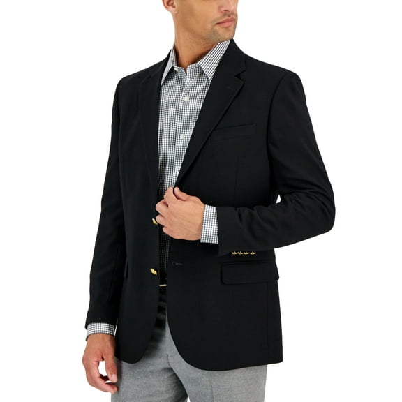 Nautica Mens Modern fit Sport Coat Blazer 50 R Black Solid Stretch