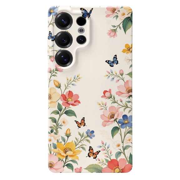 SKLYDDI Cute Pink Floral Case for Galaxy S25 Ultra
