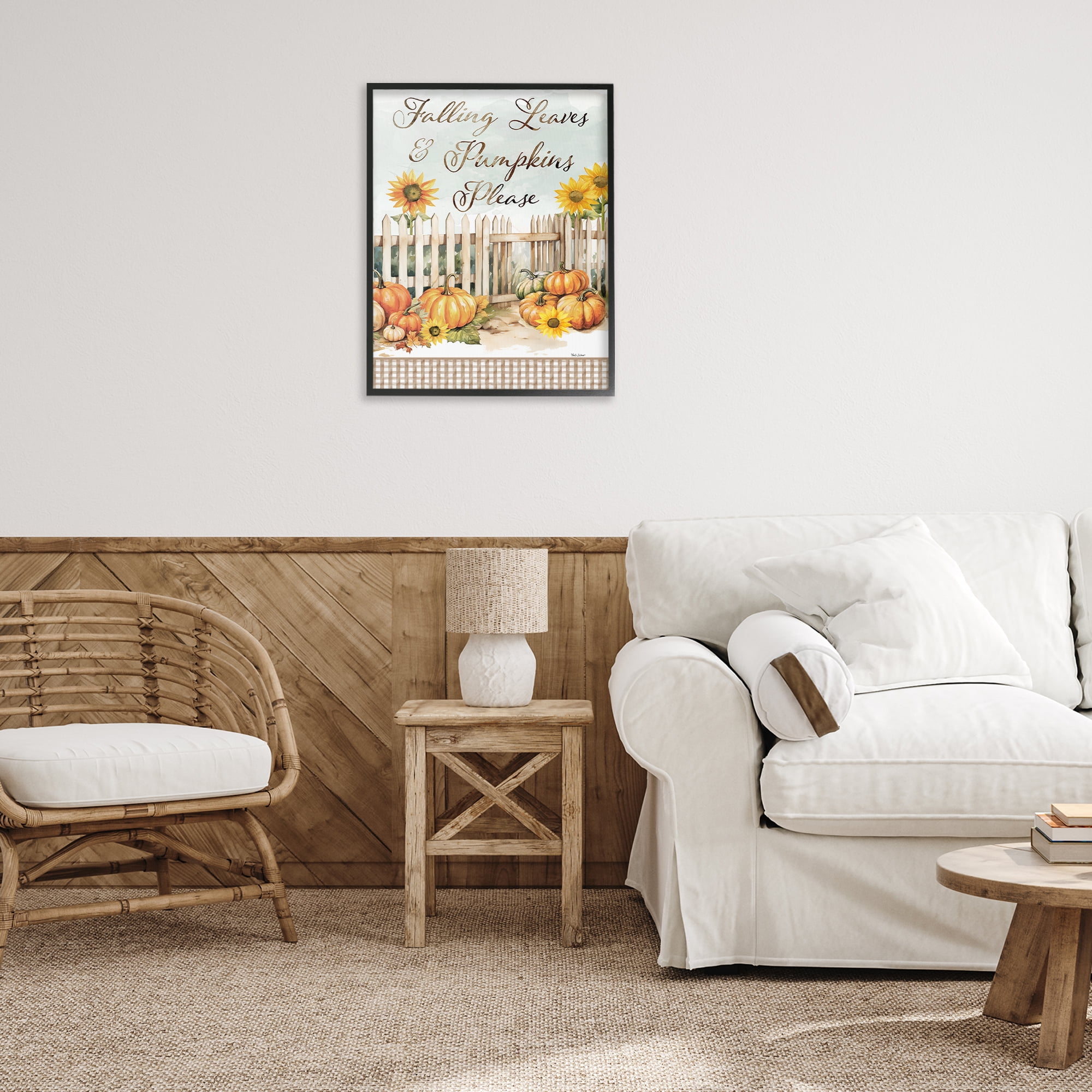 Stupell Industries Pumpkins Please Sentiment Botanical & Floral Painting Black Framed Art Prints Wall Art, 24 x 30