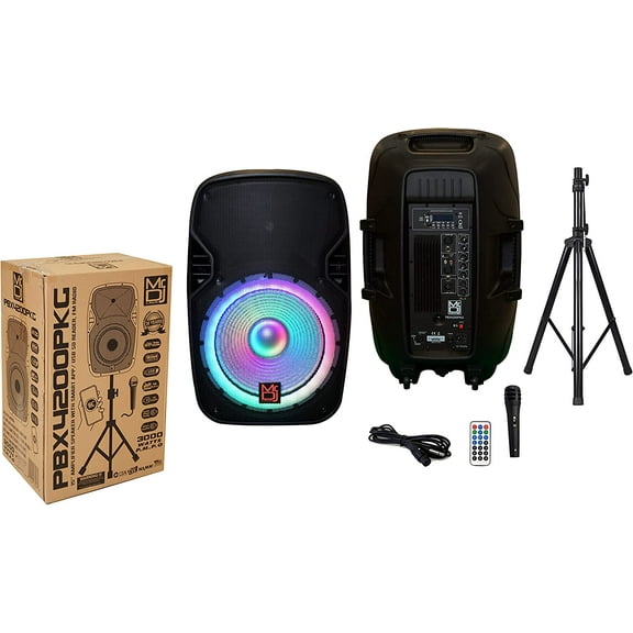 Mr DJ 2-Way DJ PA System with Bluetooth LED Speaker, Stand